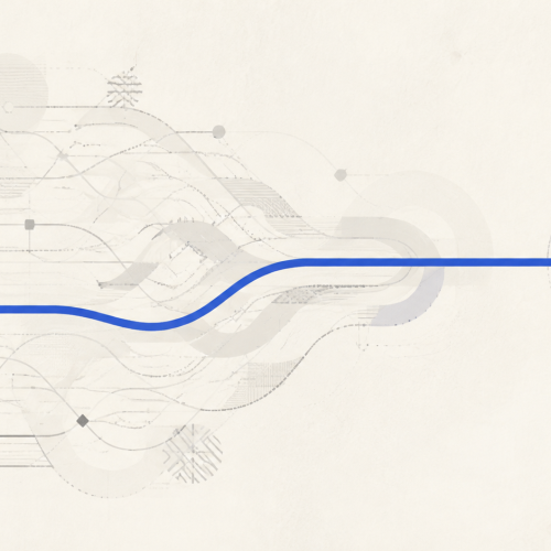 Abstract competing pale branches surrounding one deliberate cobalt route