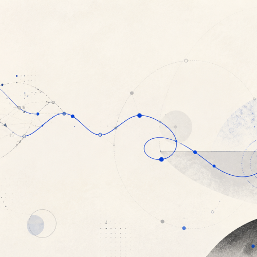 Abstract uncertain trajectories connected by one probing cobalt line