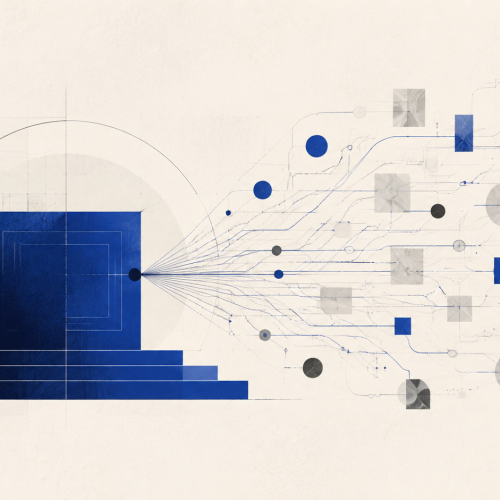 Abstract stable cobalt structure connected to shifting external paths